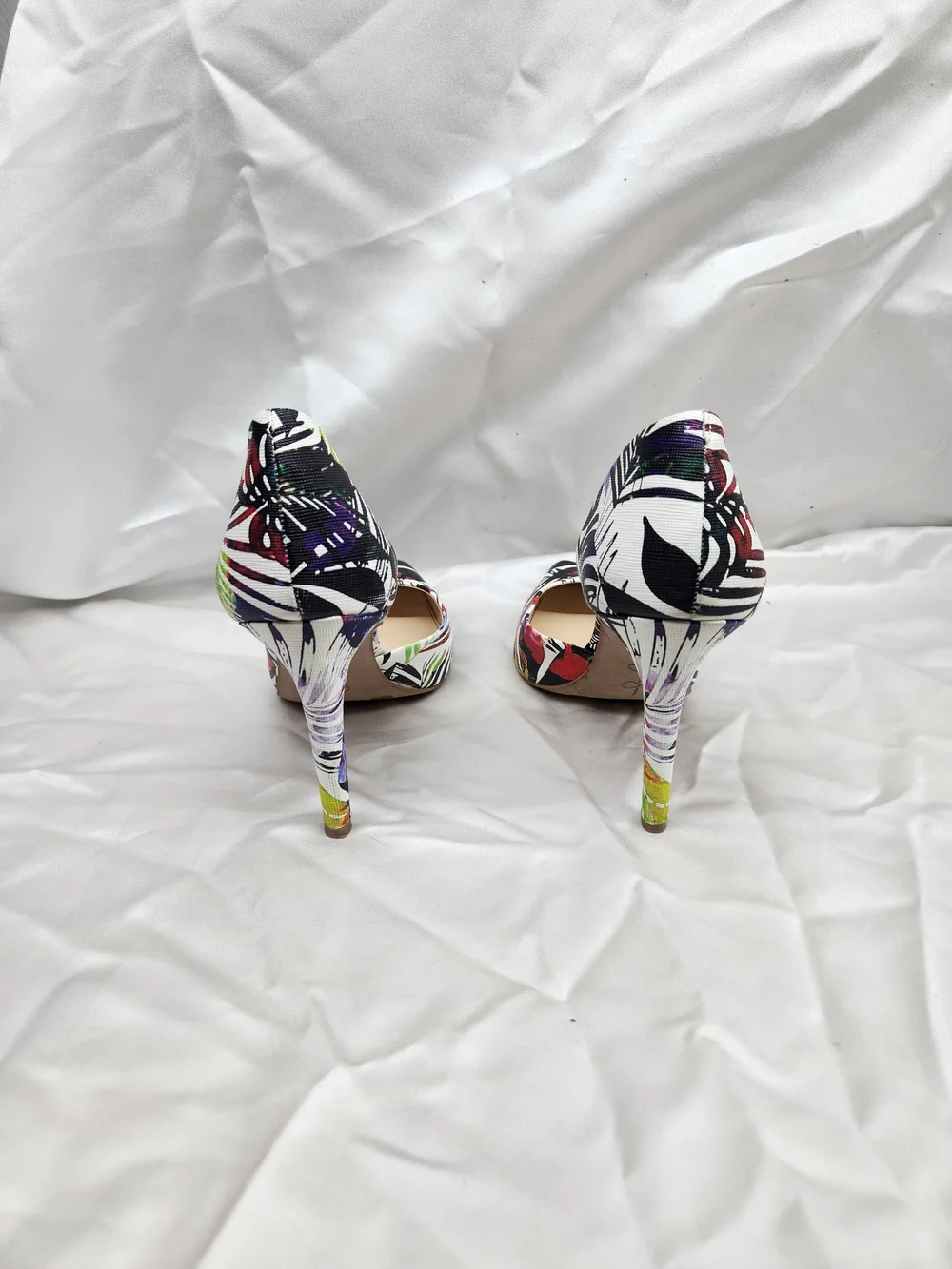 Jessica Simpson Black Multi Tropical D'Orsay Pointed Heels
